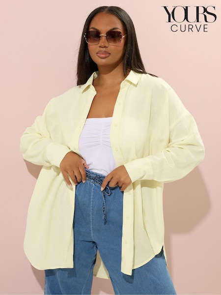 Yours Curve Yellow Linen Shirt (H54968) | £29