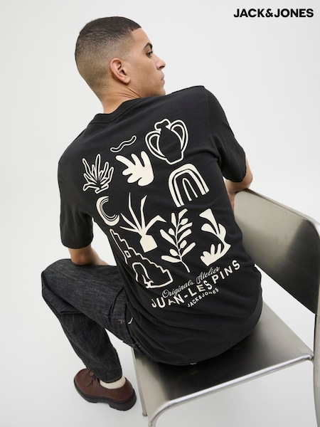JACK & JONES Black Short Sleeve Aztec Back Print Graphic Print T-Shirt (H54977) | £16