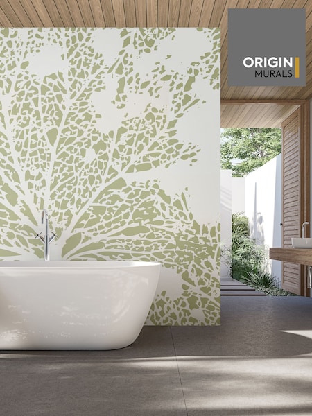 Origin Murals Sage Green Skeleton Leaf Wall Mural (H54987) | £73