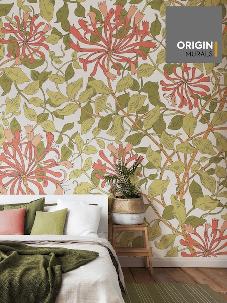 Origin Murals Soft Coral Honeysuckle 2.8m x 3.5m Wall Mural (H54991) | £115