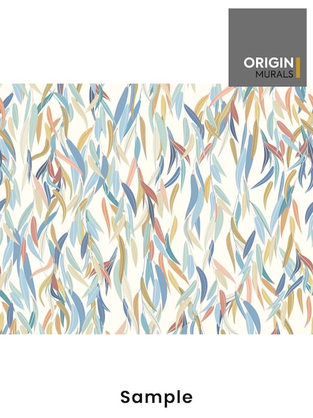 Origin Murals Denim Blue and Apricot Willow Leaves A4 Wallpaper Sample (H55016) | £3