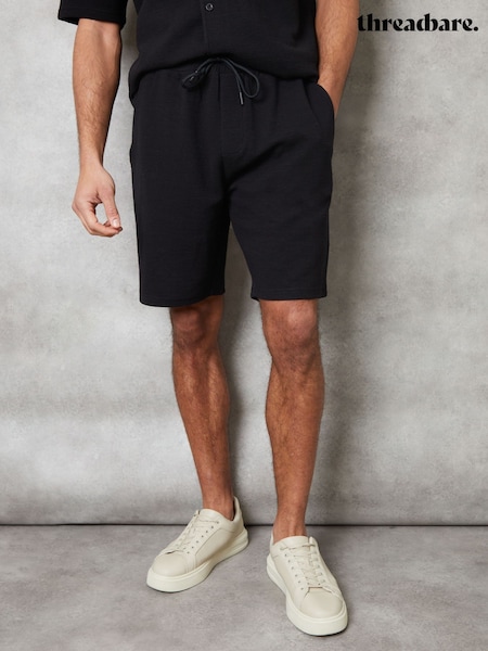 Threadbare Black Textured Elasticated Shorts (H55043) | £24