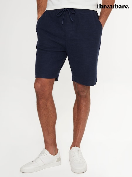 Threadbare Blue Textured Elasticated Waist Shorts (H55047) | £24