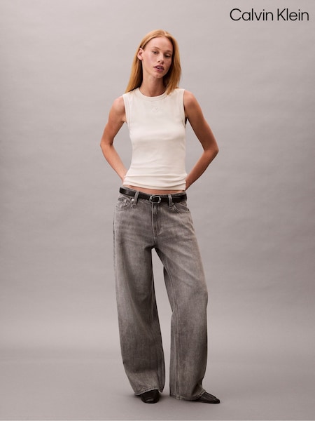 Calvin Klein Grey Low Rise Baggy Dove Jeans (H55228) | £130