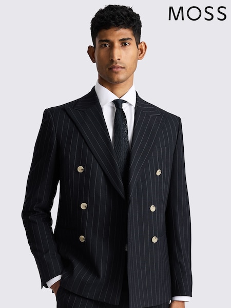 MOSS Blue Slim Fit Stripe Jacket (H55269) | £149