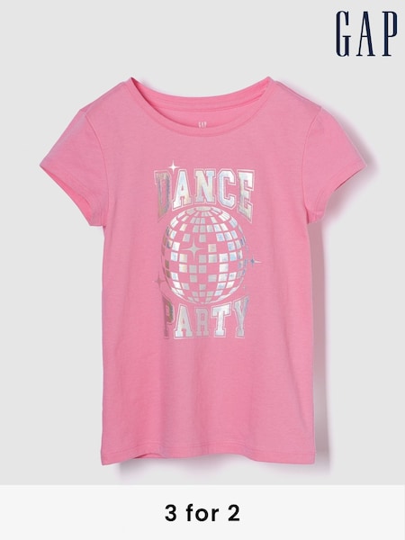 Gap Pink Graphic Crew Neck Short Sleeve T-Shirt (4-13yrs) (H55450) | £10