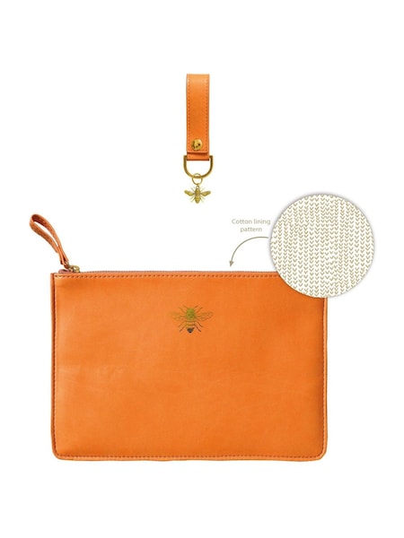 Portico Designs Orange Gold Bee Faux Leather Organiser Case & Keyring Set (H55454) | £25