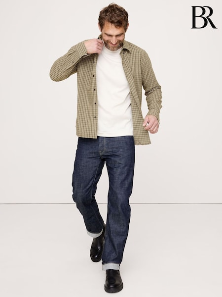 Banana Republic Green Check Standard Fit Flannel Shirt (H55512) | £65