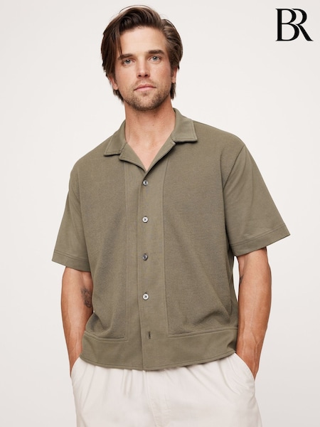 Banana Republic Green Cotton Mesh Resort Shirt (H55516) | £55
