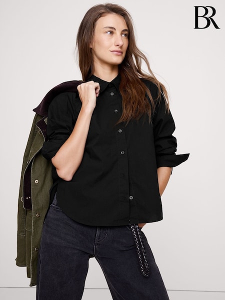 Banana Republic Black Boxy Cotton Poplin Shirt (H55551) | £50