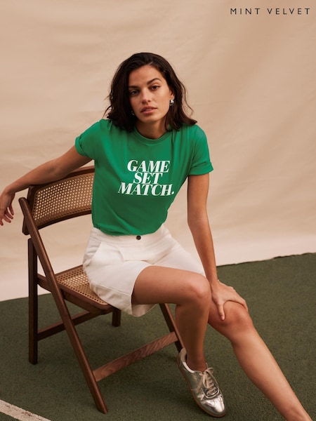 Mint Velvet Green Graphic 100% Cotton T-Shirt (H55569) | £45