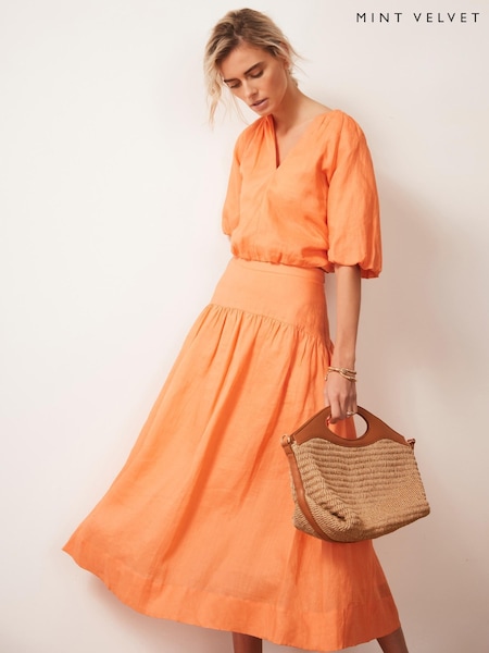 Mint Velvet Orange Drop Waist Maxi Skirt (H55579) | £99
