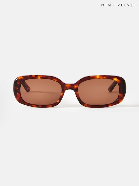 Mint Velvet Brown Tortoiseshell Rectangle Sunglasses (H55739) | £59