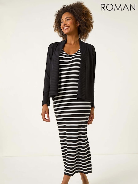 Roman Black Ribbed Detail Shrug (H55954) | £28
