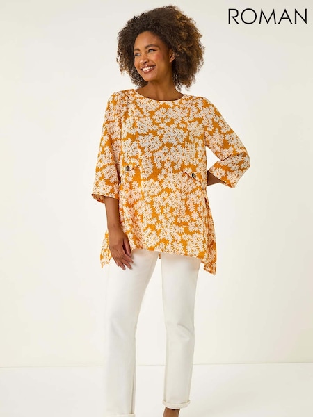 Roman Yellow Floral Print Pocket Tunic Top (H55972) | £32