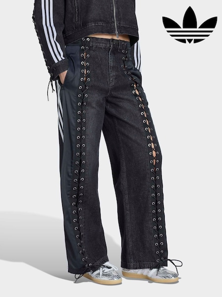 adidas Originals Black Lace Firebird Denim Trousers (H55975) | £160