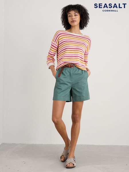 Seasalt Cornwall Pink Knavock Striped Jumper (H56041) | £70