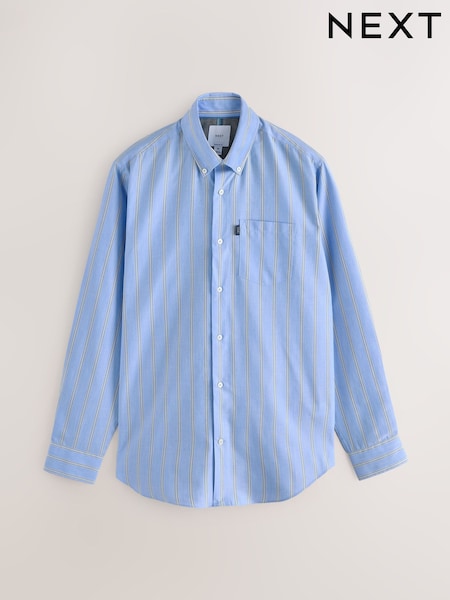 Light Blue Stripe Regular Fit Easy Iron Button Down Oxford Shirt (H56071) | £26