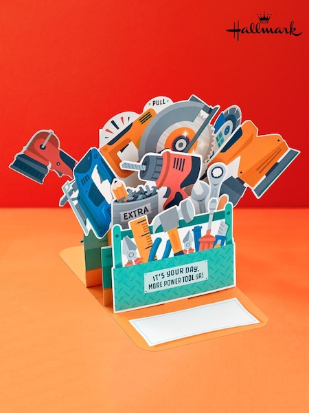 Hallmark Orange Father's Day Card - 3D & Pop Up Red Toolbox (H56092) | £8.50