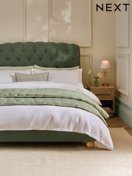 Relaxed Linen Look Green Farringdon Upholstered Ottoman Storage Bed Ottoman Storage Bed Frame (H56239) | £790 - £890