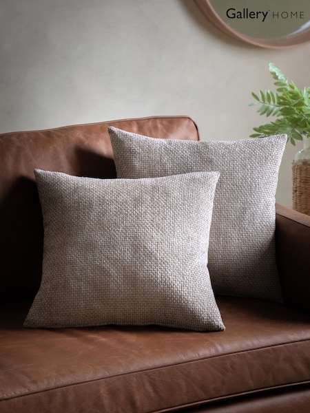Gallery Home 2 Pack Cream Basketweave Chenille Cushions (H56337) | £30