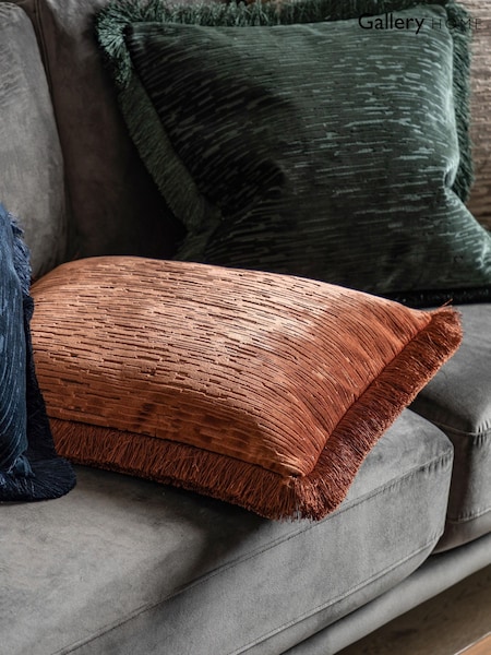 Gallery Home Red Cut Velvet Fringe Cushion (H56348) | £28