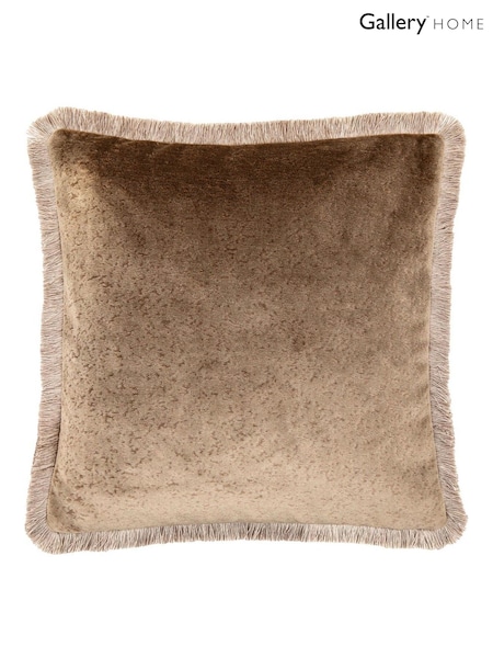 Gallery Home Brown Mottled Velvet Putty Cushion (H56367) | £46