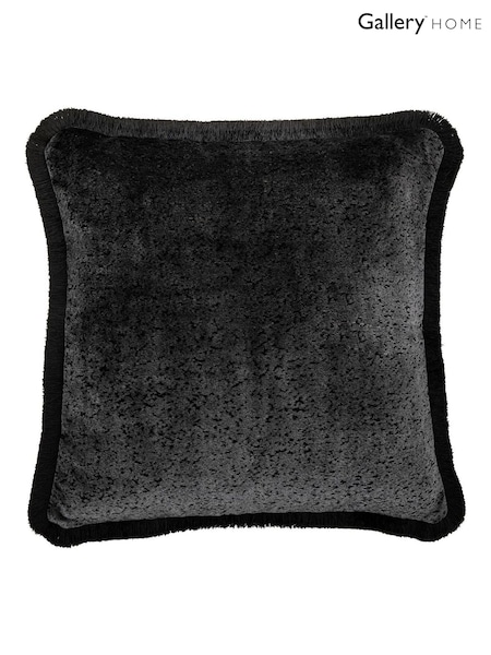 Gallery Home Black Mottled Velvet Cushion (H56371) | £46
