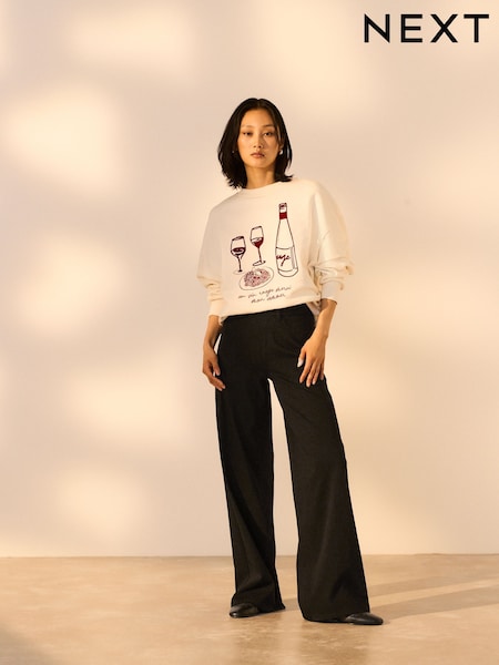 Black/Sage Green Jersey Denim Wide Leg Trousers 2 Pack (H56448) | £56