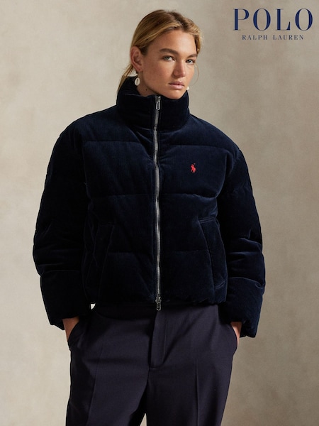 Polo Ralph Lauren Blue Woven Puffer Coat (H56489) | £545