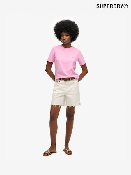 Superdry Pink Essential Logo Garment Dye Pocket 100% Cotton T-Shirt (H56520) | £20