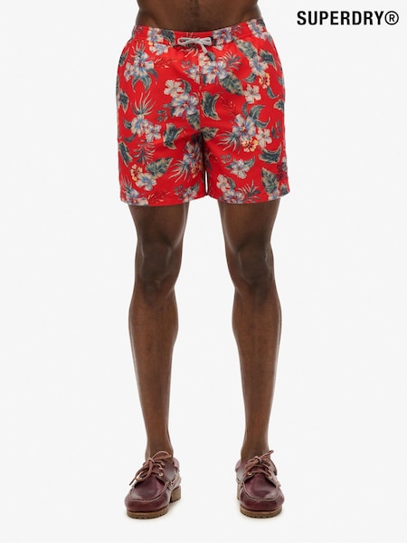 Superdry Red Hawaiian Print 17-Inch Swim Shorts (H56536) | £40
