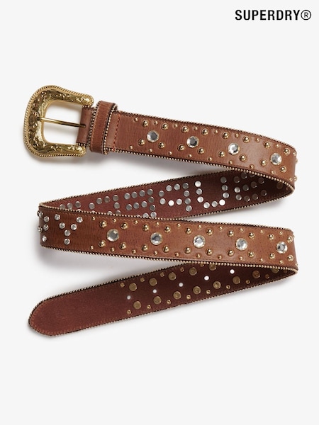Superdry Brown Rhinestone Belt (H56537) | £40