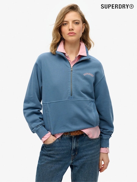 Superdry Blue Essential Logo Half Zip Sweatshirt (H56539) | £45