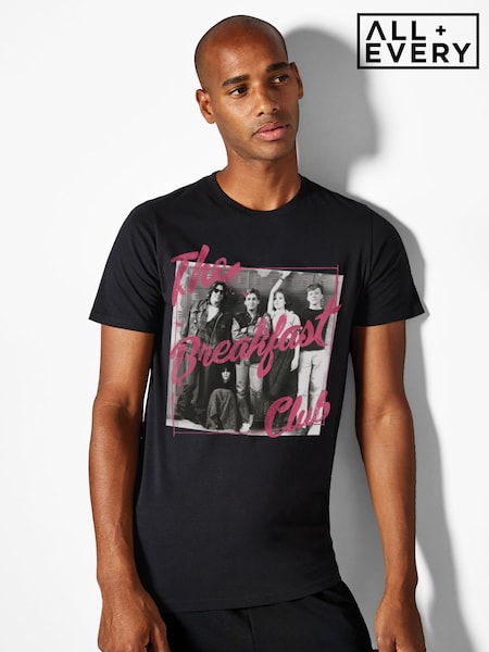 All + Every Black Mens The Breakfast Club Text Characters At Lockers T-Shirt (H56555) | £25