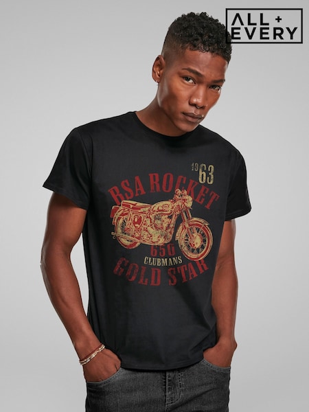 All + Every Black Mens BSA Rocket 650 Clubmans Star T-Shirt (H56556) | £25
