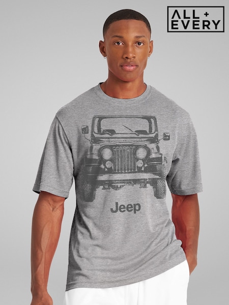 All + Every Grey Mens Jeep Classic Front View  T-Shirt (H56562) | £25