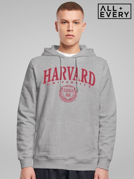 All + Every Grey Mens Harvard University Classic Shield Hooded Sweatshirt (H56566) | £40