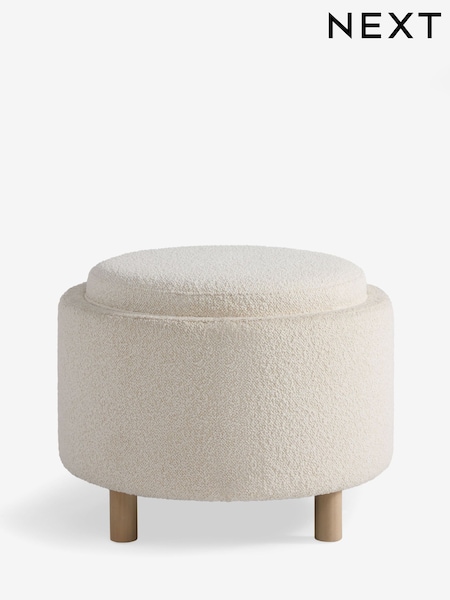 Casual Boucle Oyster Natural Ashton Upholstered Storage Stool (H56656) | £155
