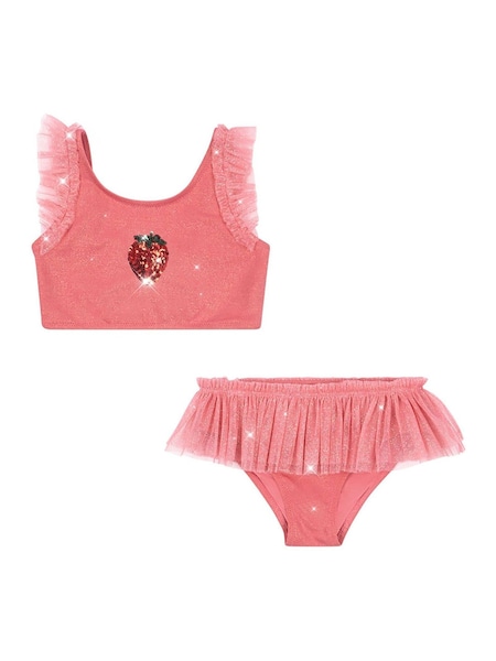 Konges Sløjd Pink Frill Fruit Print Bikini Set (H56745) | £60