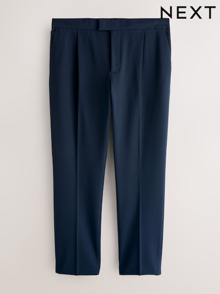 Navy Blue Regular Tapered Fit N. Premium Smart Trousers with Elasticated Waistband (H56857) | £46