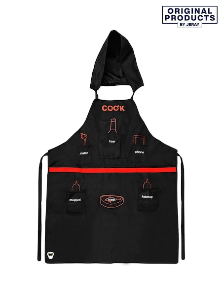 Jeray Black/Red Man BBQ Apron with Detachable Hood (H57131) | £18