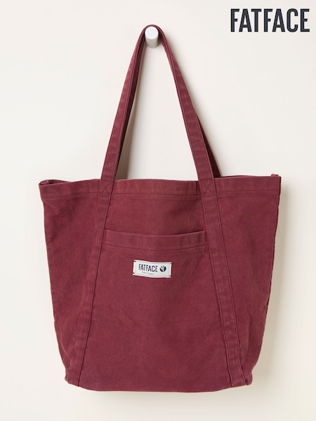 FatFace Burgundy Red Astrid Pocket Tote Bag (H57147) | £19.50