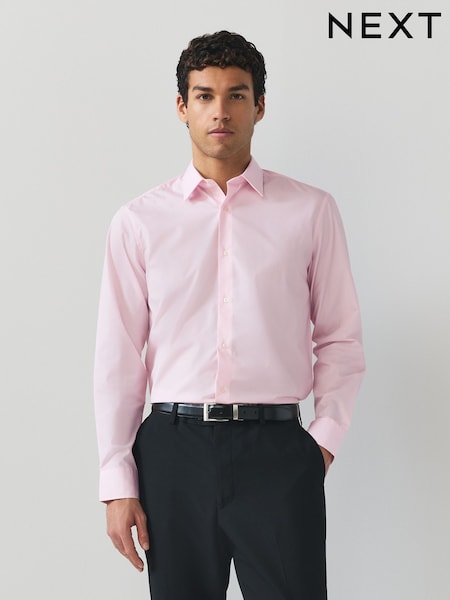 Light Pink Regular Fit Easy Care Single Cuff Smart Shirt (H57367) | £22