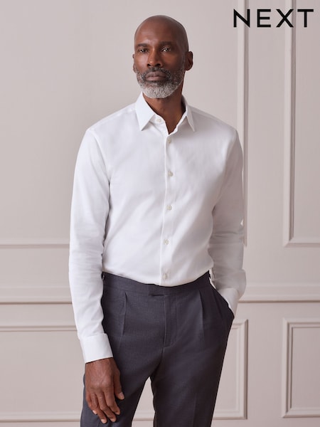 White Slim Fit Sateen Cotton Signature Shirt (H57452) | £40