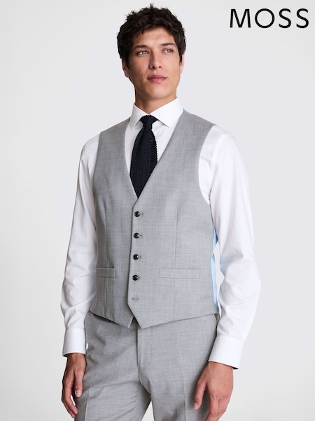 MOSS Grey Tailored Fit Stretch Waistcoat (H57690) | £70