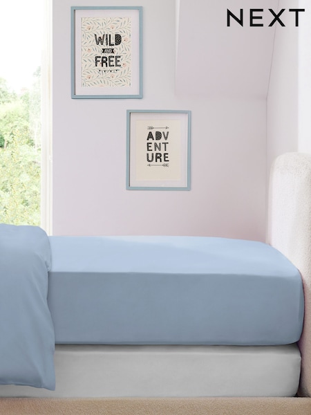 2 Pack Blue/White Cotton Fitted Sheet (H57755) | £20 - £24