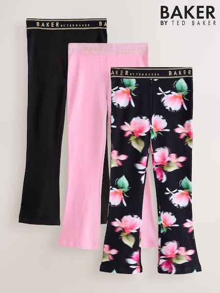Baker by Ted Baker 3 Pack Black/Pink Flares Leggings (H57790) | £28 - £32