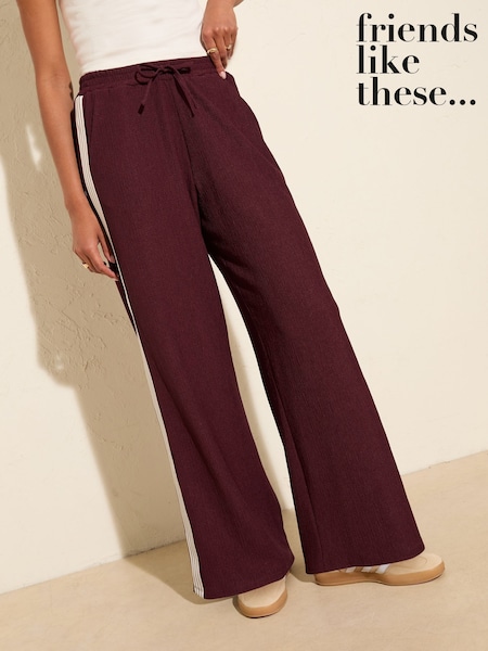 Friends Like These Red Burgandy Petite Wide Leg Side Stripe Jersey Trousers (H57905) | £36