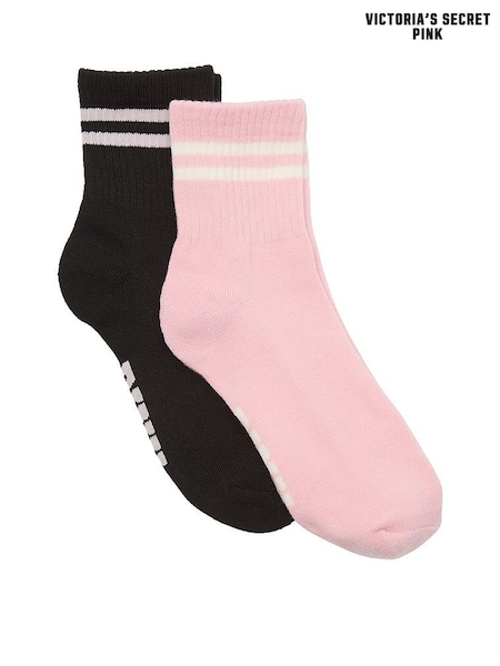 Victoria's Secret PINK Dollhouse Pink/ Black 2 Pack Quarter Socks (H57921) | £15